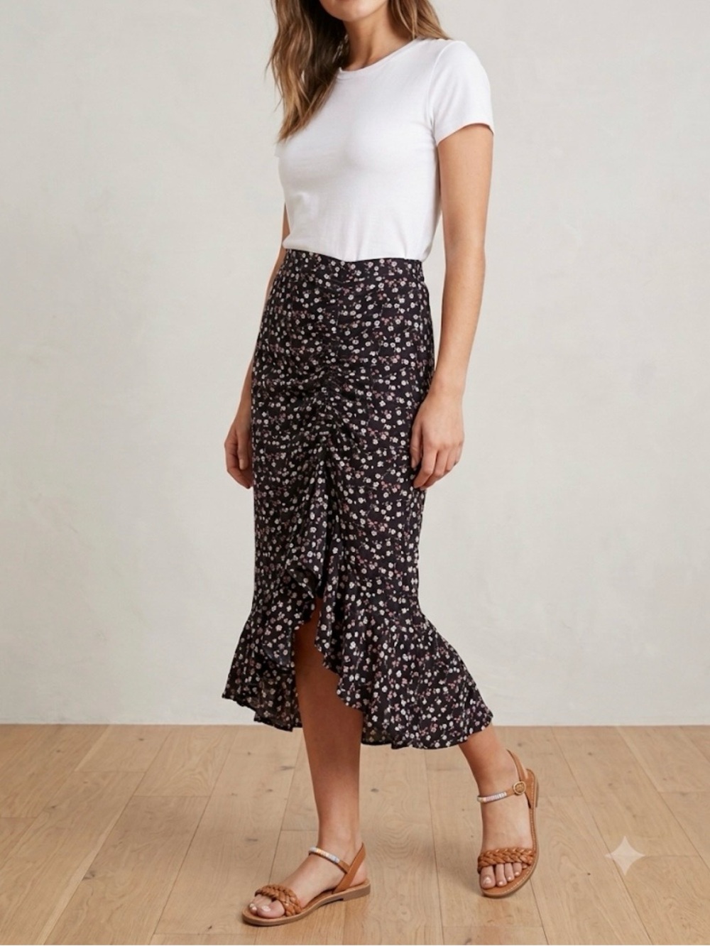 Max Studio Black Floral Maxi Skirt